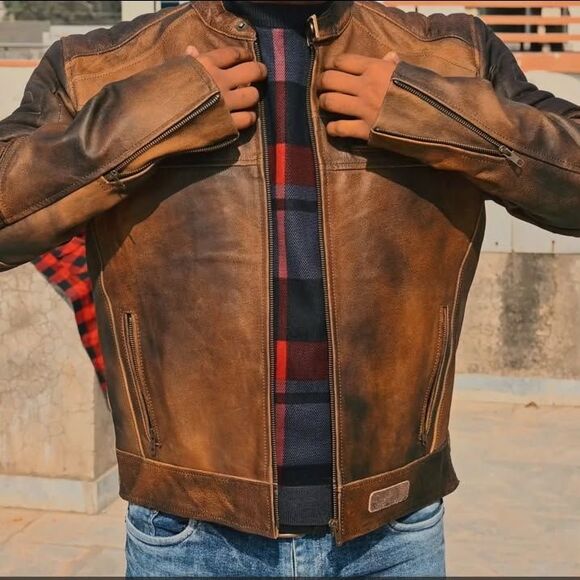 RIDERACT® Mens Premium Vintage Jacket XS Biker's Leather Jacket NEW - Picture 5 of 9